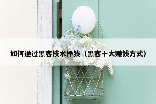 如何通过黑客技术挣钱（黑客十大赚钱方式）